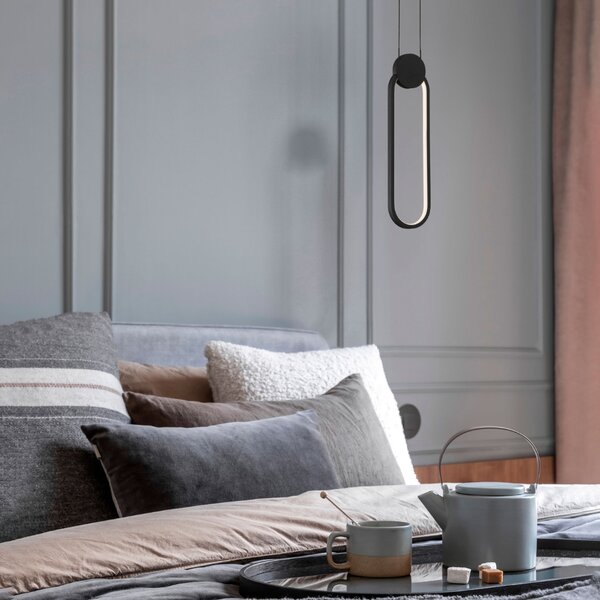 Nova Luce Černé kovové závěsné LED světlo Wiro 10 cm