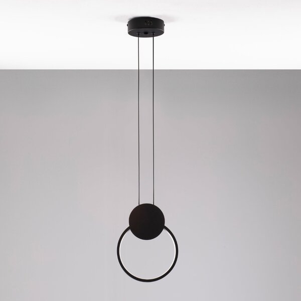 Nova Luce Černé kovové závěsné LED světlo Wiro 20 cm