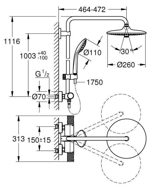 GROHE 26403KF2 - Sprchový systém VITALIO JOY 260 černá