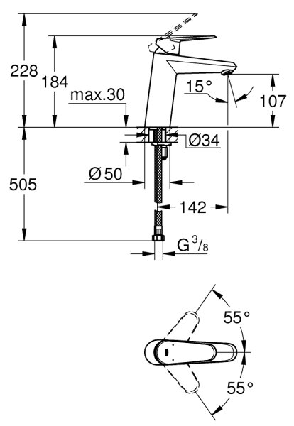 GROHE 23449002 - Umyvadlová baterie EURODISC COSMOPOLITAN velikost M chrom