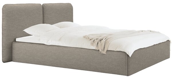 -25 % Dny MOMENTI– noo.ma Hnědá čalouněná dvoulůžková postel Melu 160 x 200 cm s úložným prostorem