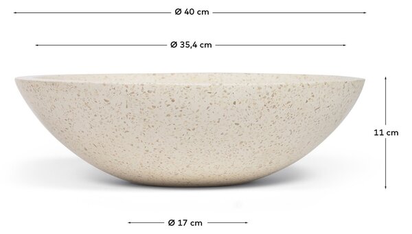 Kave Home Bílé kulaté terrazzo umyvadlo na desku Delina 40 cm