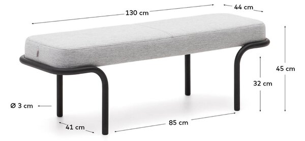 Světle šedá čalouněná lavice Kave Home Compo 130 cm