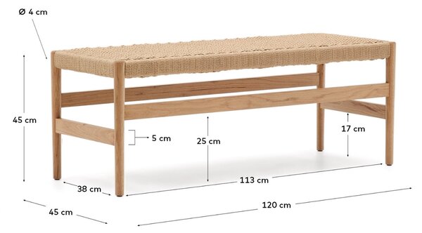 Dubová lavice Kave Home Zaide 120 cm