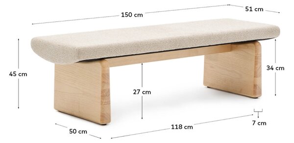 Dřevěná lavice Kave Home Topaz 150 cm