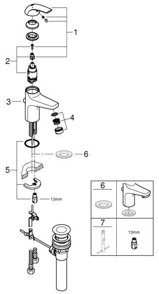 GROHE 32805000 - Umyvadlová baterie BAUCURVE DN 15 lesklý chrom