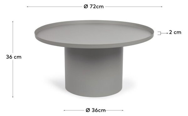 Šedý kovový konferenční stolek Kave Home Fleksa Ø 72 cm