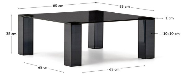 Tmavě šedý skleněný konferenční stolek Kave Home Adularia 85 x 85 cm