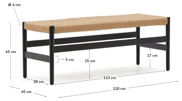 Černá dubová lavice Kave Home Zaide 120 cm