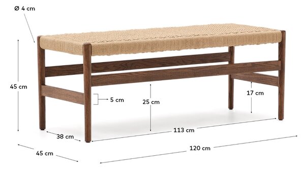 Hnědá dubová lavice Kave Home Zaide 120 cm