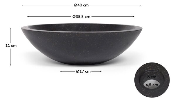 Kave Home Černé terrazzo umyvadlo na desku Delina 40 cm