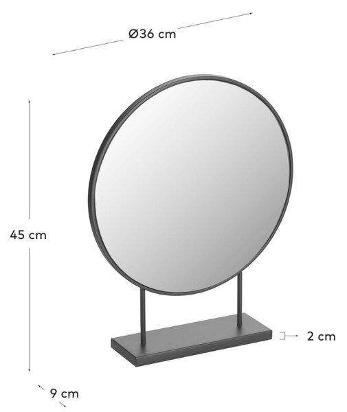 Černé kosmetické zrcadlo Kave Home Libia 45 x 36 cm