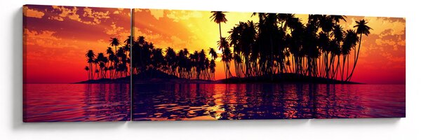 Obraz ostrovu při západu slunce (170x50 cm)