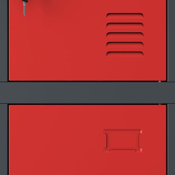 Šatní skříň s 12 uzamykatelnými boxy, antracit/červená, 900x1850x400 mm: MARCIN