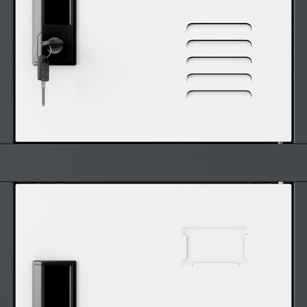 Šatní skříň s 18 uzamykatelnými boxy, antracitovo-bílá, 900x1850x400 mm: KAROL