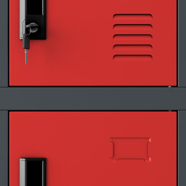 Šatní skříň s 18 uzamykatelnými boxy, antracit/červená, 900x1850x400 mm: KAROL