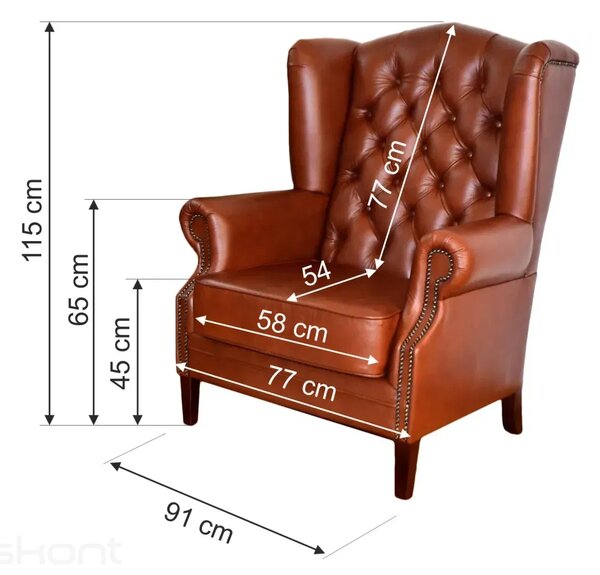 Chesterfield Harold: Kožené křeslo vínové