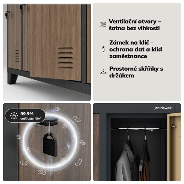 Šatní skříň 10-dveřová, antracit/ořech, 1360x1720x450 mm: BARTEK Eco Design