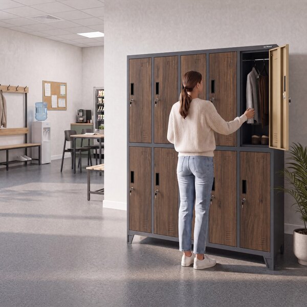 Šatní skříň 10-dveřová, antracit/ořech, 1360x1720x450 mm: BARTEK Eco Design