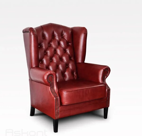 Chesterfield Harold: Kožené křeslo vínové