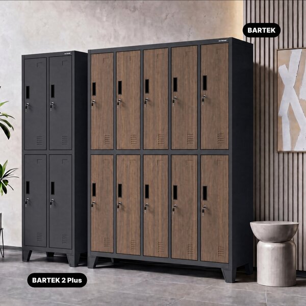 Šatní skříň 10-dveřová, antracit/ořech, 1360x1720x450 mm: BARTEK Eco Design