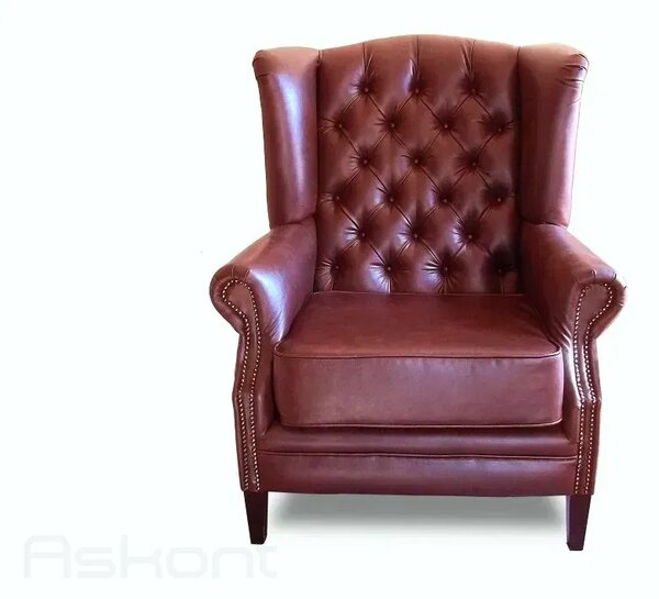 Chesterfield Harold: Kožené křeslo vínové