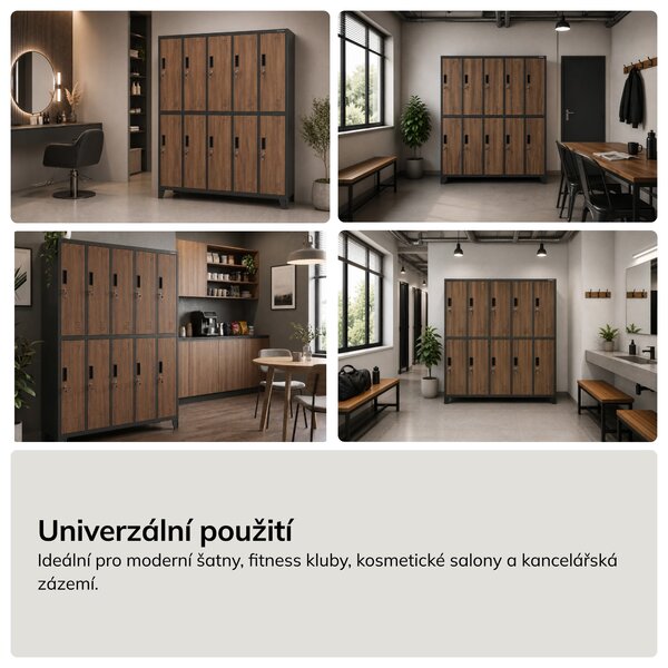 Šatní skříň 10-dveřová, antracit/ořech, 1360x1720x450 mm: BARTEK Eco Design