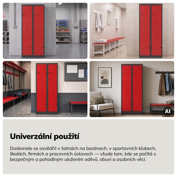 Šatní skříň typu L antracitovo-červená, 800x1850x450 mm: JULIA