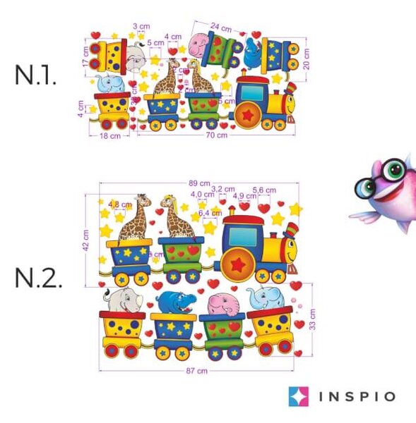 INSPIO-textilní přelepitelná samolepka - Samolepky do dětského pokoje - Veselý vláček