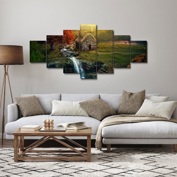 Obraz chalupky v pohádkové krajině (210x100 cm)