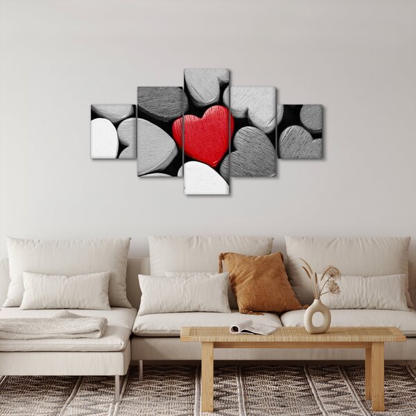 Obraz dřevěných srdíček (125x70 cm)