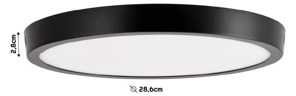 BERGE Přisazený kulatý černý LED panel 24W EMC - neutrální bílá