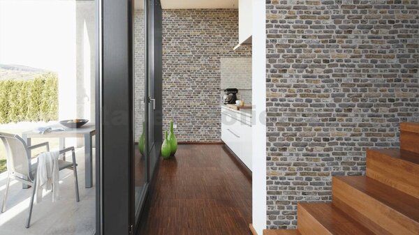 Vliesové tapety na zeď BOS BOS 38829-2, rozměr 10,05 m x 0,53 m, cihla šedo-béžová, A.S. CRÉATION