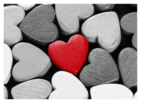Obraz dřevěných srdíček (70x50 cm)