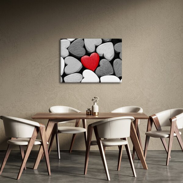 Obraz dřevěných srdíček (70x50 cm)