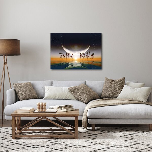 Obraz - Měsíc nad palmami (70x50 cm)