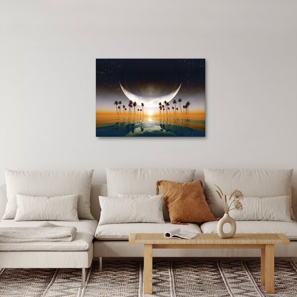 Obraz - Měsíc nad palmami (70x50 cm)