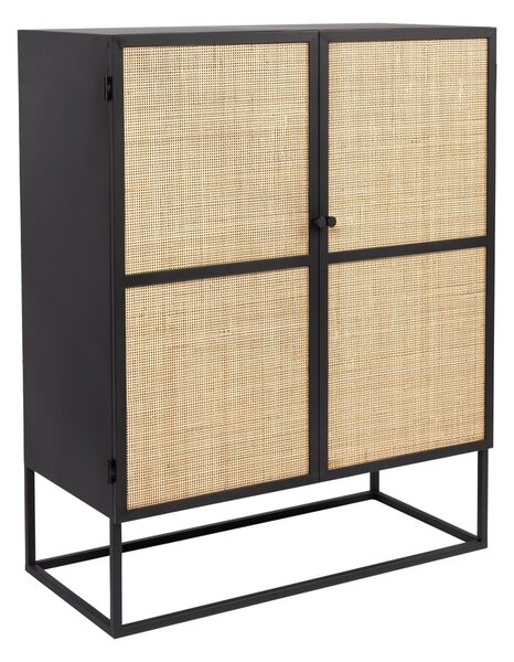 Černá ratanová vysoká komoda 80x100 cm Guuji - White Label