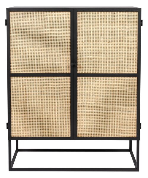 Černá ratanová vysoká komoda 80x100 cm Guuji - White Label