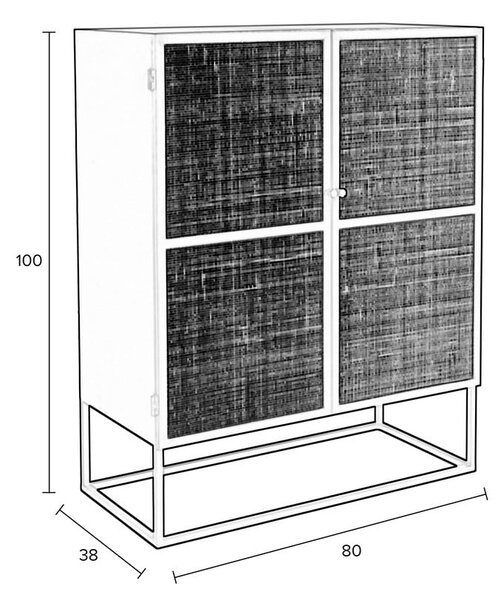 Černá ratanová vysoká komoda 80x100 cm Guuji - White Label