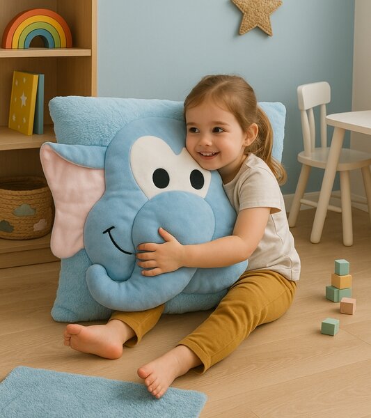 Dětský polštář CUDDLI FRIENDS 70x70 cm plyšový - více barev Barva: Modrá