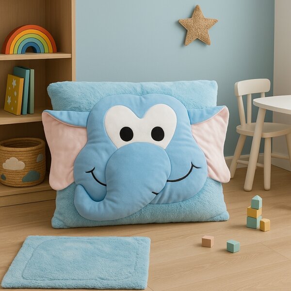 Dětský polštář CUDDLI FRIENDS 70x70 cm plyšový - více barev Barva: Modrá