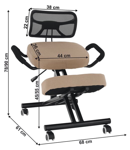 KONDELA Ergonomická klekačka, béžová/černá, RUFUS