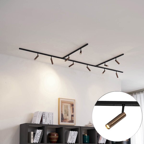 Moderní kolejnicový systém s 10 reflektory tmavě bronzový 1-fázový - Slimline Uzzy