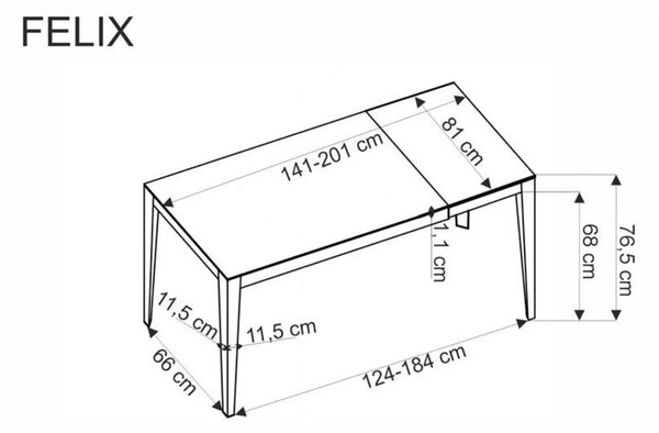 HALMAR Rozkládací jídelní stůl Felix 141/201 cm bílý mramor/černý