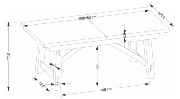 HALMAR Rozkládací jídelní stůl Fiesta 200/280 cm dub přírodní/černý
