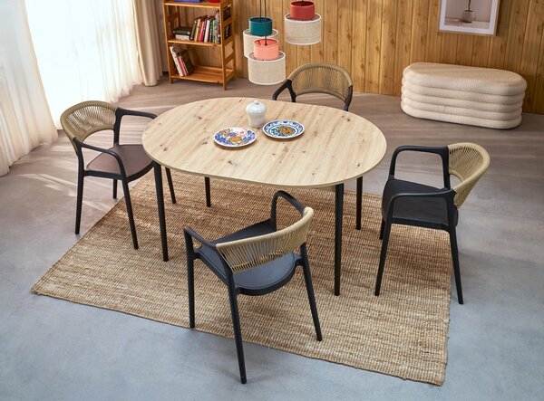 HALMAR Rozkládací jídelní stůl Pivot 102/141 cm dub artisan/černý buk