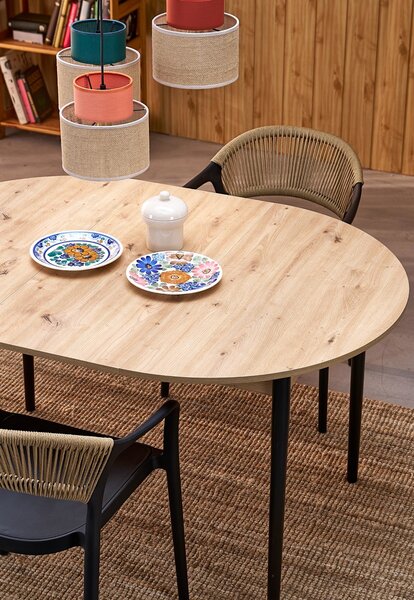 HALMAR Rozkládací jídelní stůl Pivot 102/141 cm dub artisan/černý buk
