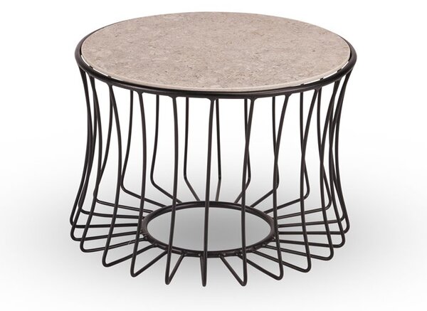 Stern Odkládací stolek Oxo, Stern, kulatý 51x37 cm, průměr desky 48 cm, rám lakovaný hliník sand matt, deska keramika dekor Stone grey
