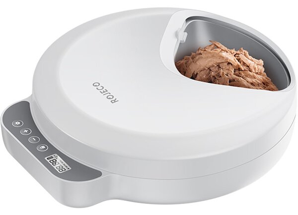 Krmítko pro kočky Rojeco F26 4 Meals Button Version s 2 ledovými balíčky (bílé)